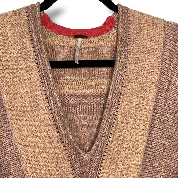 Free People Lemonade Stand Sweater Size Small V Neck Crop - Picture 3 of 10